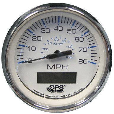 ?Faria Chesapeake White SS 4" Speedometer with LCD Heading Display - 80MPH (GPS) - P/N 33829